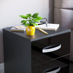 Lassic Vida Designs Hulio Black 2 Drawer Bedside Cabinet (H)470mm (W)400mm (D)360mm - thumbnail 4