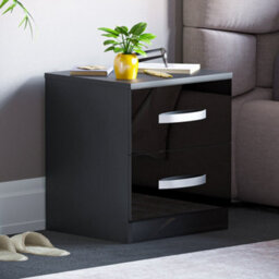 Lassic Vida Designs Hulio Black 2 Drawer Bedside Cabinet (H)470mm (W)400mm (D)360mm - thumbnail 1