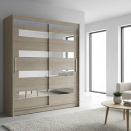 Sliding Wardrobe Westa Xiii 150 Cm With Mirror Panels And Rgb Led Lights Sonoma - thumbnail 1