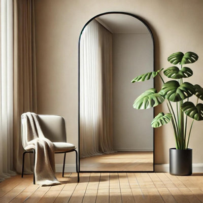 Jōbū Jobu Home - Akiko, Full Length Leaner Black Metal Arched Mirror - 150Cm X 60Cm - image 1