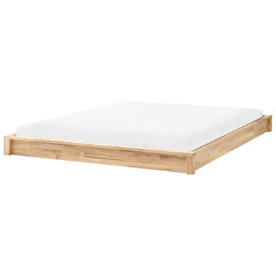 Beliani Bed Without Headboard Wood Antras 160 X 200 Cm (Eu King Size) Light Brown - image 1
