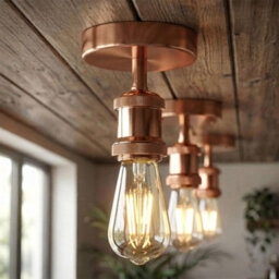 Single Head Fully Earth Ceiling Light Retro Flush Mount E27 Lamp Holder Sconce Chandeliers Pendent Set For Living Room - thumbnail 7