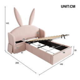 Single Bunny Ears Upholstered Storage Bed With Nightstand - thumbnail 2