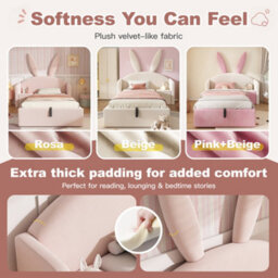 Single Bunny Ears Upholstered Storage Bed With Nightstand - thumbnail 4