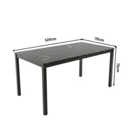 Kosy Koala Black Marble Effect Dining Table With 6 Black Faux Leather Chairs Kitchen Furniture - thumbnail 5