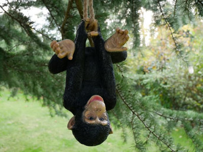 My Square Mile Hanging Monkey Garden Ornament, Decorative Tree Rope Monkey, Indoor Outdoor Safari Decor (Hanging Upside Down Monkey) - image 1