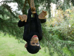 My Square Mile Hanging Monkey Garden Ornament, Decorative Tree Rope Monkey, Indoor Outdoor Safari Decor (Hanging Upside Down Monkey) - thumbnail 1