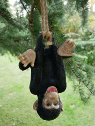 My Square Mile Hanging Monkey Garden Ornament, Decorative Tree Rope Monkey, Indoor Outdoor Safari Decor (Hanging Upside Down Monkey) - thumbnail 3