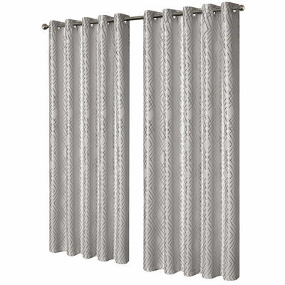 Geometric Sparkle Blackout Curtains In Natural, 167Cm X 183Cm