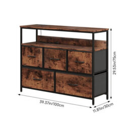 Brown 5 Drawer Fabric Chest With Power Outlet - thumbnail 2