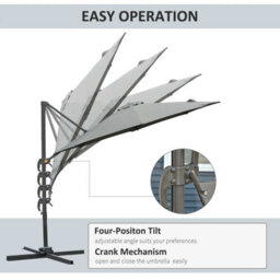 Outsunny 3(M) Garden Banana Parasol Patio Cantilever Hanging Umbrella Dark Grey - thumbnail 5