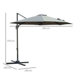 Outsunny 3(M) Garden Banana Parasol Patio Cantilever Hanging Umbrella Dark Grey - thumbnail 3