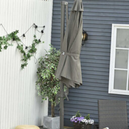 Outsunny 3(M) Garden Banana Parasol Patio Cantilever Hanging Umbrella Dark Grey - thumbnail 9