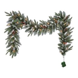 1.83M Blitzen Green Pre-Lit Christmas Garland - Battery-Powered - thumbnail 3