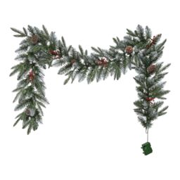 1.83M Blitzen Green Pre-Lit Christmas Garland - Battery-Powered - thumbnail 2