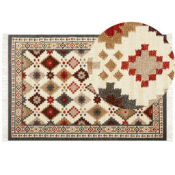 Beliani Rug Ghukasavan Multicolour 200 X 300 Cm Wool Kilim - thumbnail 1