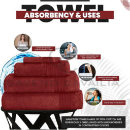 Gc Gaveno Cavailia Hampton Royal 4 Pack Bath Towel 70X120 Red Egyptian Cotton Premier Super Absorbent Towel - thumbnail 3