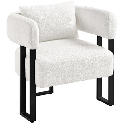 Yaheetech White Oversized Upholstered Accent Armchair With 3 Strong Metal Legs