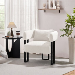 Yaheetech White Oversized Upholstered Accent Armchair With 3 Strong Metal Legs - thumbnail 2