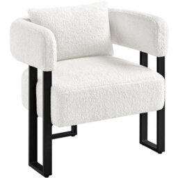 Yaheetech White Oversized Upholstered Accent Armchair With 3 Strong Metal Legs - thumbnail 1