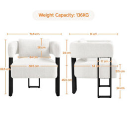 Yaheetech White Oversized Upholstered Accent Armchair With 3 Strong Metal Legs - thumbnail 3