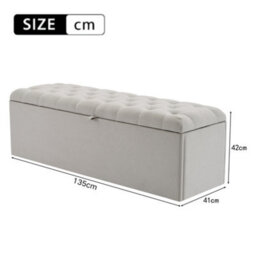 Matteo Light Grey Fabric Storage Bench Ottoman - 135Cm - thumbnail 2
