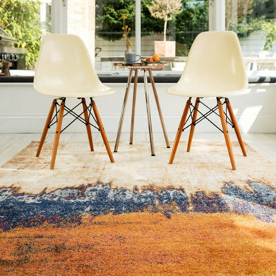 Orange Funky Modern Easy To Clean Abstract Rug For Dining Room-200Cm X 290Cm - image 1