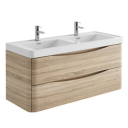 Plum&clay Eden Light Oak Wall Hung Vanity Unit With Resin Basin (W)1200mm