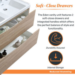 Plum&clay Eden Light Oak Wall Hung Vanity Unit With Resin Basin (W)1200mm - thumbnail 6