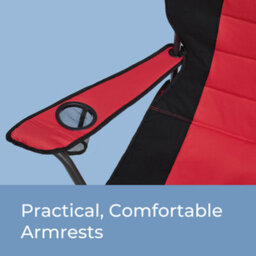 LEDREM Folding Camping Chair, With Comfortable Sponge Seat, Cup Holder, Heavy Duty Structure,red And Black - thumbnail 5