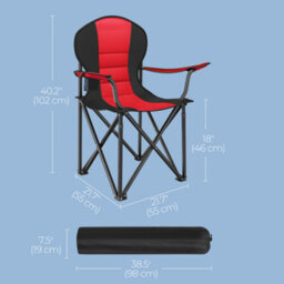 LEDREM Folding Camping Chair, With Comfortable Sponge Seat, Cup Holder, Heavy Duty Structure,red And Black - thumbnail 6
