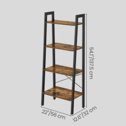 LEDREM Ladder Shelf, 4-Tier Bookshelf, Storage Rack, Bookcase, For Living Room, Kitchen, Bedroom, Rustic Brown - thumbnail 5