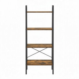 LEDREM Ladder Shelf, 4-Tier Bookshelf, Storage Rack, Bookcase, For Living Room, Kitchen, Bedroom, Rustic Brown - thumbnail 3