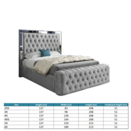 Gemia Mirror Upholstered Soft Velvet Designer Bed Frame - thumbnail 5