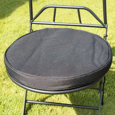 Garden Market Place The Garden Marketplace Black Round Bistro Chair Cushion Pad, 40Cm Diameter With Ties & Adjustable Strap - image 1