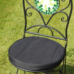 Garden Market Place The Garden Marketplace Black Round Bistro Chair Cushion Pad, 40Cm Diameter With Ties & Adjustable Strap - thumbnail 2