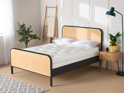 Snuggle Beds Clementine Rattan Bed - Pine - Black - King Size - image 1