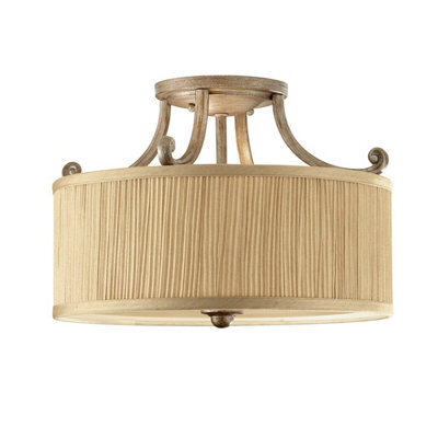 Elegant 3 Bulb Semi Flush Light With Gold Shade And Led E27 Socket