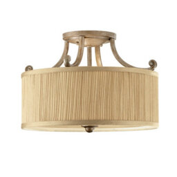 Elegant 3 Bulb Semi Flush Light With Gold Shade And Led E27 Socket