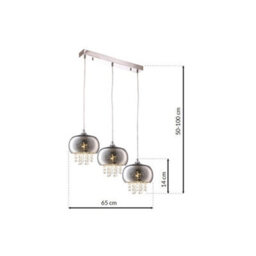 Milagro Starlight Chrome Pendant Lamp 3Xe14 A Stunning Range With 22Cm Glass Shades Housing Chrome Fitments And Gorgeous Crystals - thumbnail 8