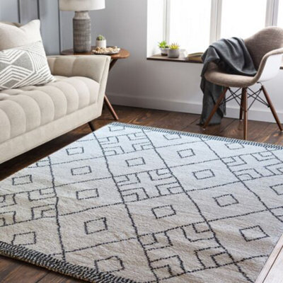 Aspect Furniture Marjan-Diamond/rhombus Pattern Geometric Thick Soft Shaggy Rug,cream/grey,160X230Cm - image 1
