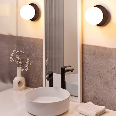 Beliani Aurora Set Of 2 Wall Lamps, Black Metal Base And Opal Glass Shades, Hardwired - image 1