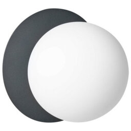 Beliani Aurora Set Of 2 Wall Lamps, Black Metal Base And Opal Glass Shades, Hardwired - thumbnail 4
