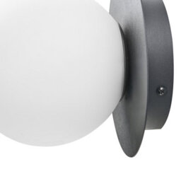 Beliani Aurora Set Of 2 Wall Lamps, Black Metal Base And Opal Glass Shades, Hardwired - thumbnail 6