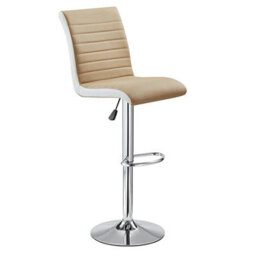 Furniture in Fashion Ritz Taupe And White Faux Leather Bar Stools In Pair - thumbnail 2