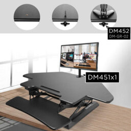 Duronic Dm05D5 Corner Sit-Stand Desk Workstation, Desk Convertor, Manually Height Adjustable 15-50Cm,  110X41Cm Platform - Black - thumbnail 6