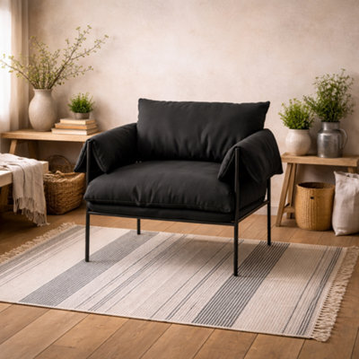 Wyld Haus Wardour Minimalist Armchair In Onyx Houseweave With Matt Black Metal Legs - image 1