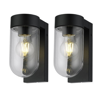 First Choice Lighting Set Of 2 Parnie - Black Ip44 Outdoor Wall Lights - image 1