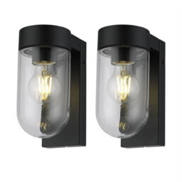 First Choice Lighting Set Of 2 Parnie - Black Ip44 Outdoor Wall Lights - thumbnail 1