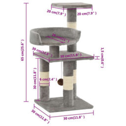 Walplus Cat Tree With Sisal Scratching Posts 65 Cm Grey - thumbnail 7